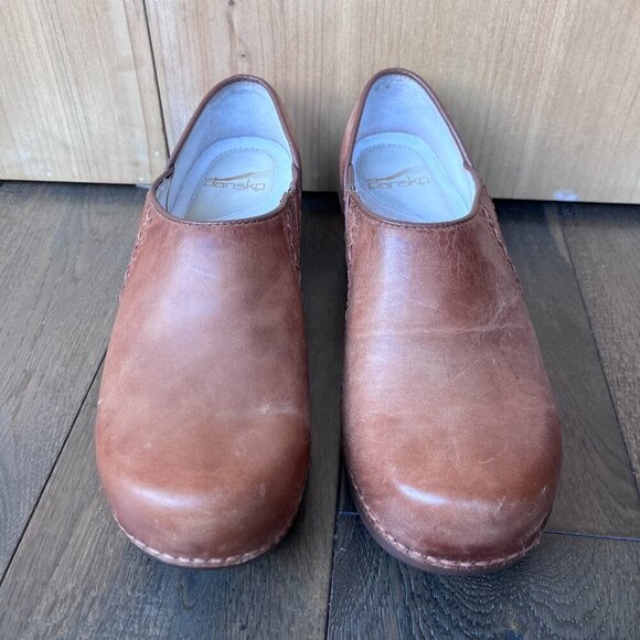 Dansko Sienna Leather Clogs Burnished Tan Size US 7- 7.5 (est) Comfort Shoes - Picture 2 of 6